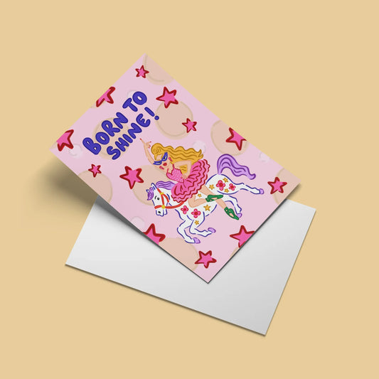 Born to Shine Card – angled view with envelope