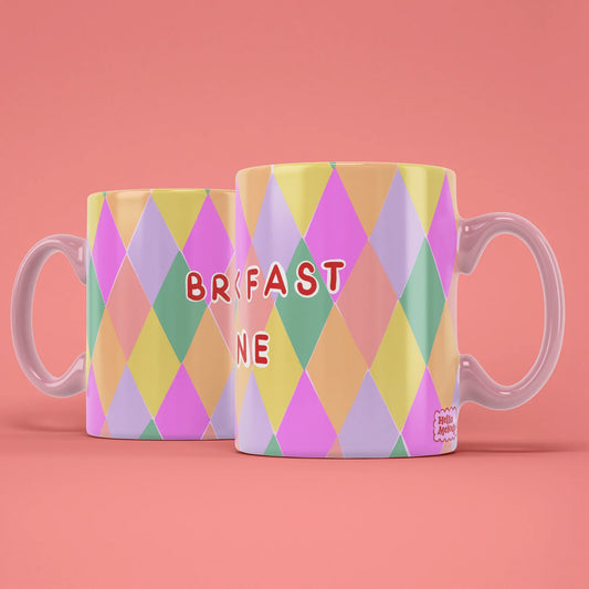 Breakfast Wine Mug – two mugs showing front and back of the diamond design