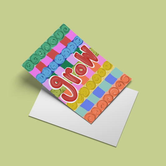 Colourful Grow Print – angled standing view of the illustrated design