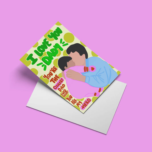 I Love You Daddy Card – angled view with envelope