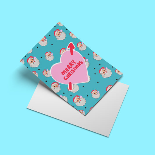 Merry Christmas Santa Card – angled mock-up with envelope
