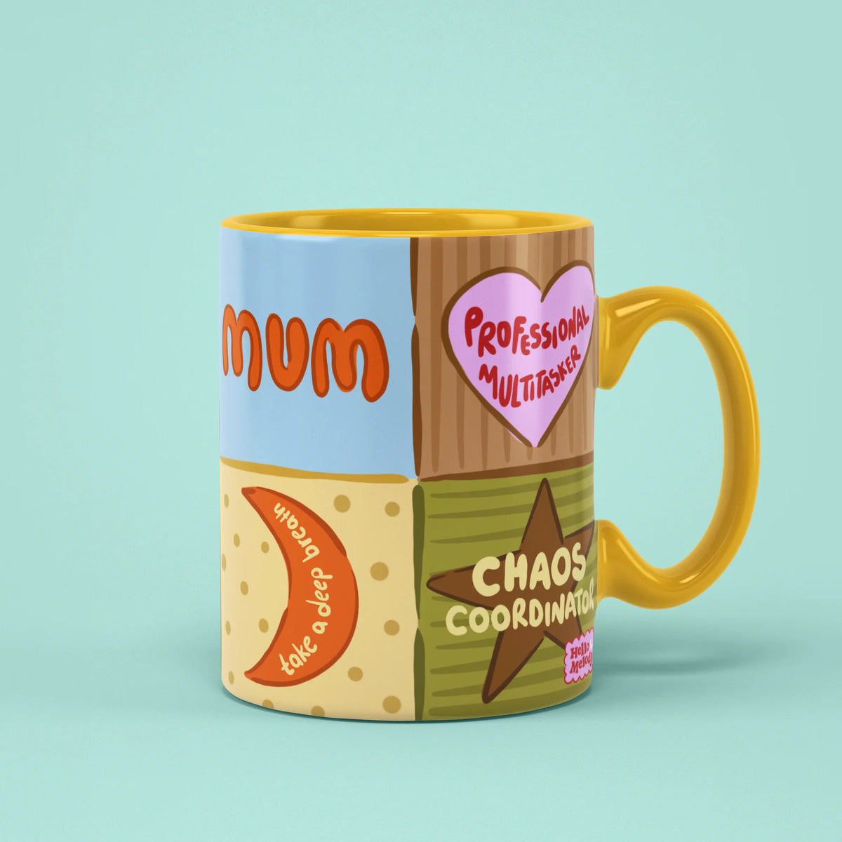 My Mum Mug with patchwork squares celebrating a professional multitasker mum