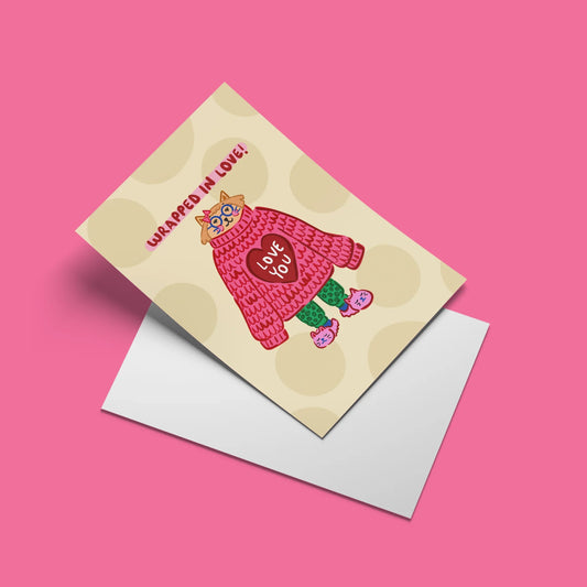 Wrapped in Love Card – angled view with envelope