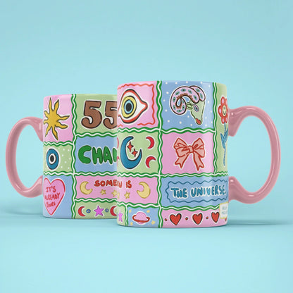555 Angel Number Mug – two mugs showing front and back of the 555 design