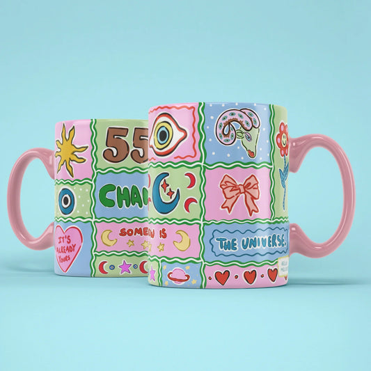 555 Angel Number Mug – two mugs showing front and back of the 555 design