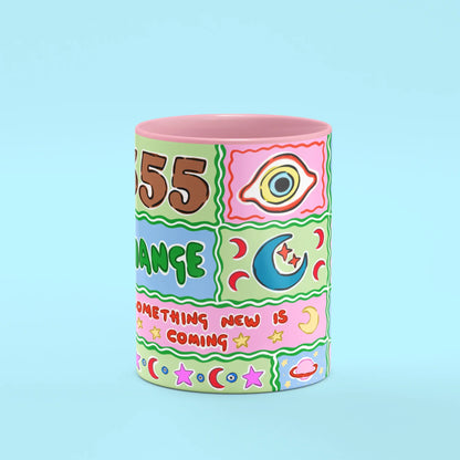 555 Angel Number Mug – front view of 555 and something new is coming