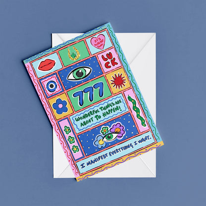 777 Manifest print – flat lay mock-up showing the colourful illustrated design
