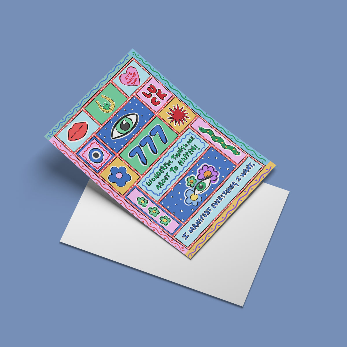 777 Manifest Print – angled standing view of the illustrated design