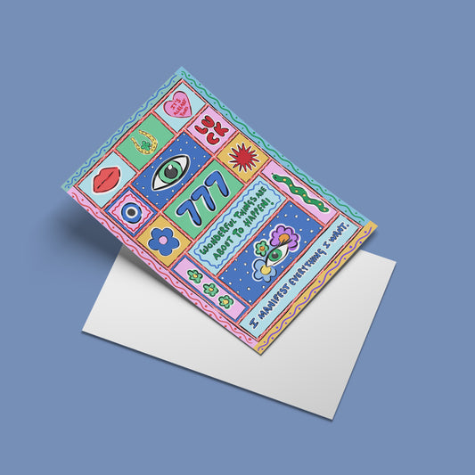 777 Manifest Print – angled standing view of the illustrated design