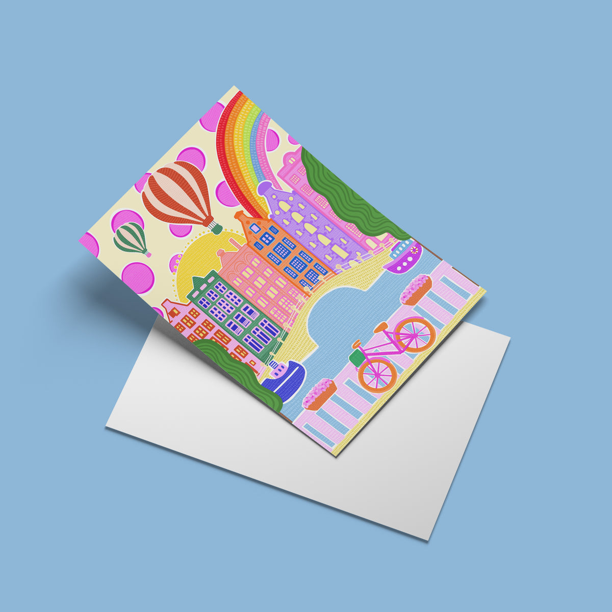 Amsterdam print – angled mock-up with envelope