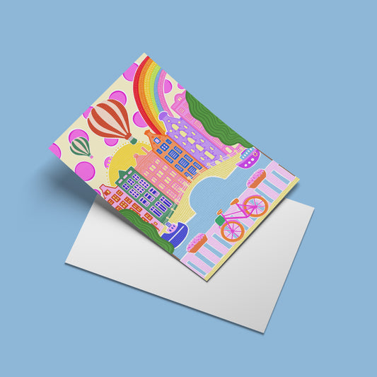 Amsterdam print – angled mock-up with envelope
