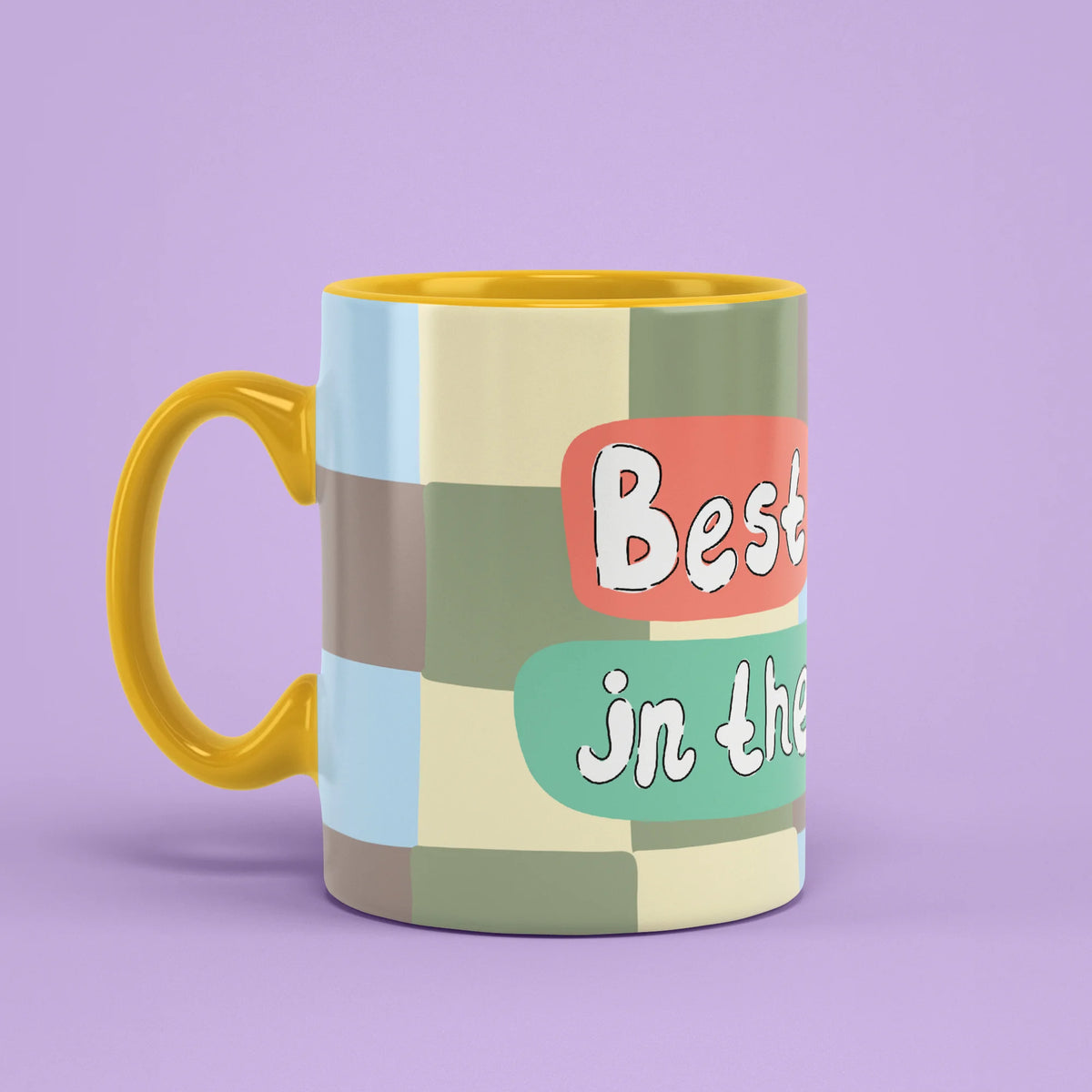 Left view of Best Daddy Mug with hand-lettered design