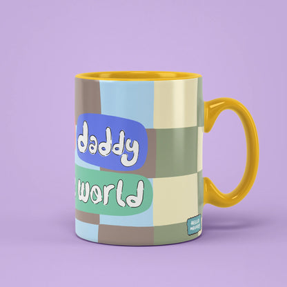 Best Daddy Mug – best daddy in the world design on patchwork checks