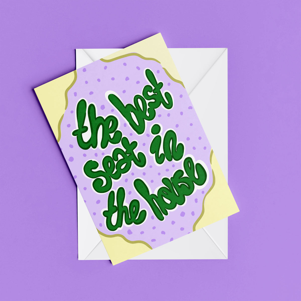 The Best Seat in the House print – flat lay mock-up showing the colourful illustrated design