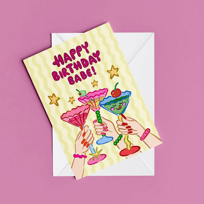 Cheers Babe Card – card resting on its envelope
