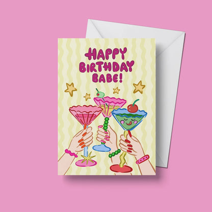 Cheers Babe Card – front view with envelope