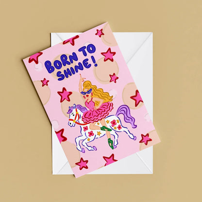 Born to Shine Card – card resting on its envelope