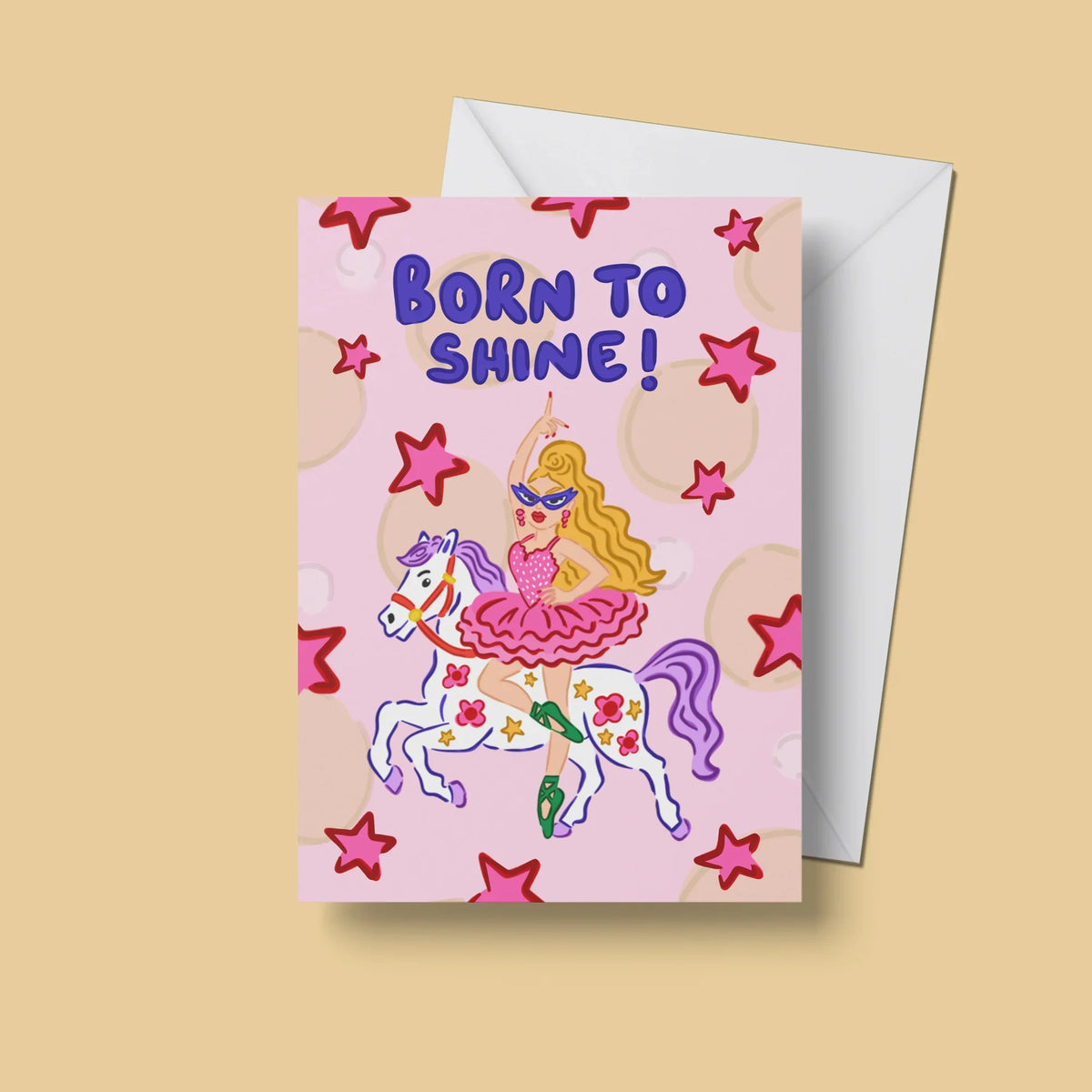 Born to Shine Card – front view with envelope