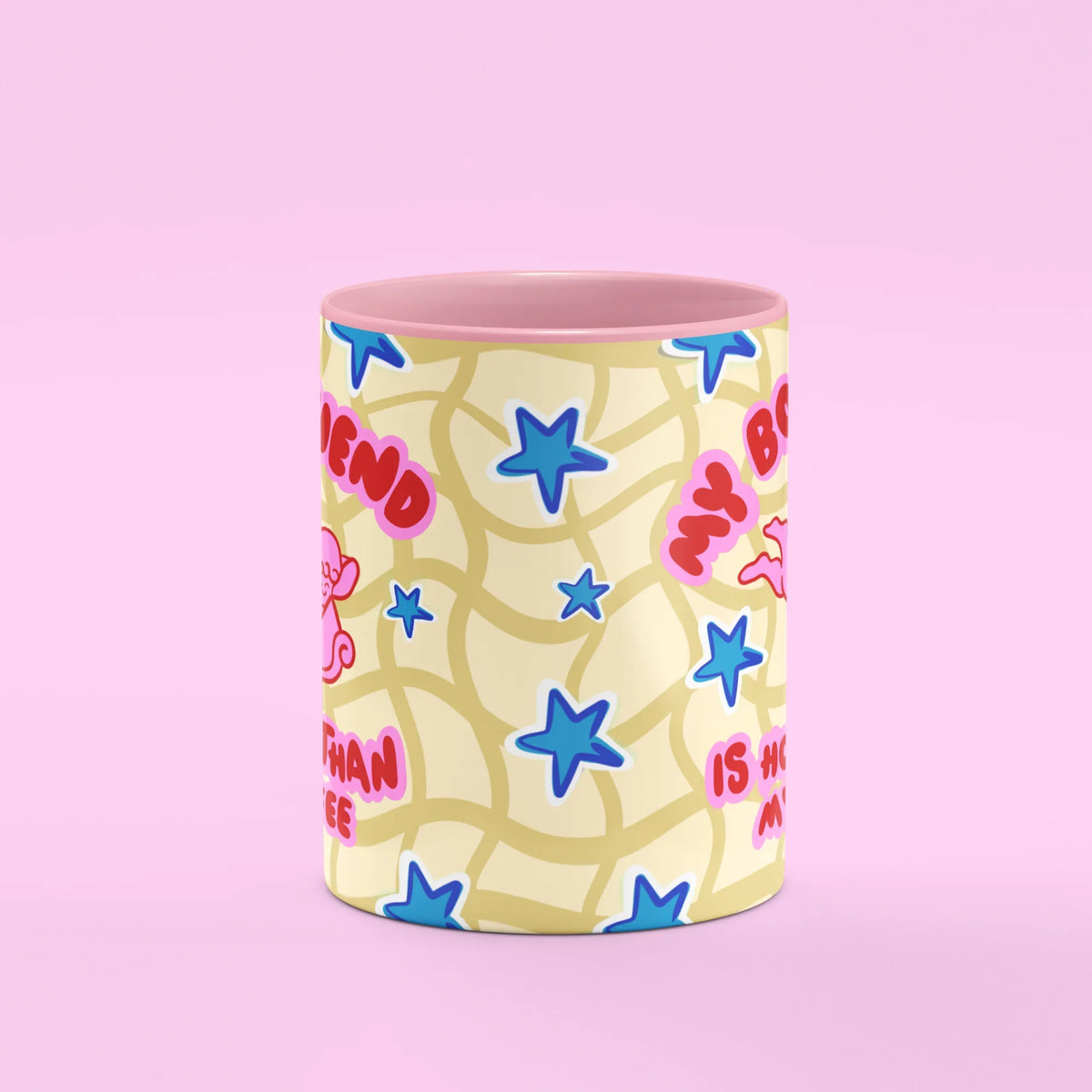 My Boyfriend Is Hotter Than My Coffee Mug – front view of slogan and cupid