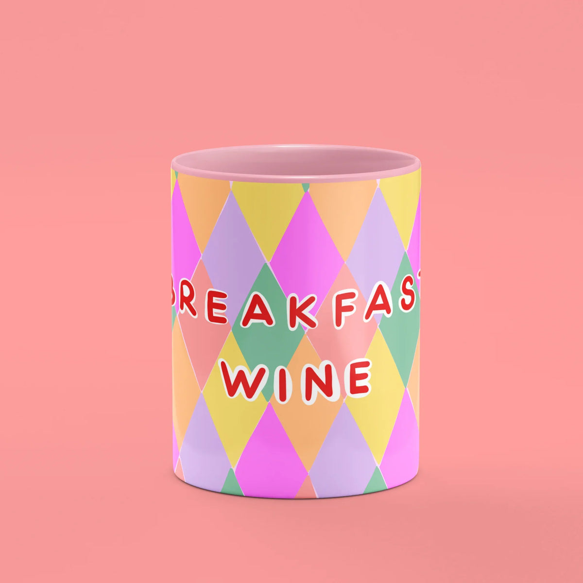 Breakfast Wine Mug – front view of Breakfast Wine lettering