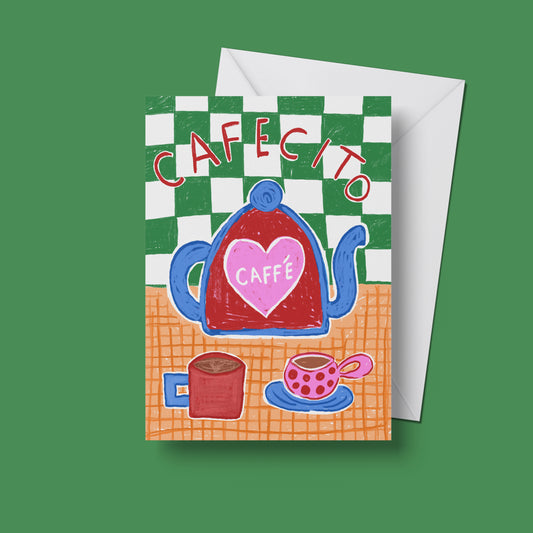 Cafecito print – front view of colourful wall art