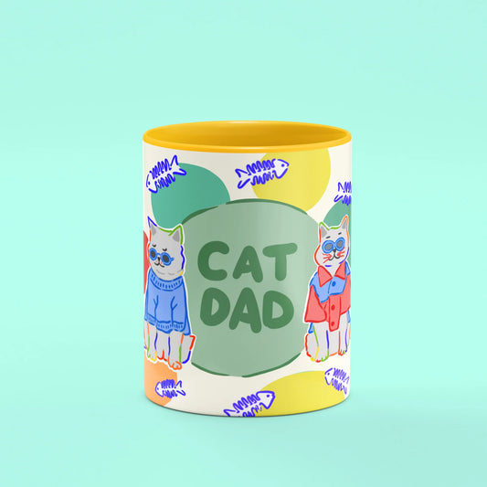 Front view of Cat Dad Mug, a fun gift for cat dads