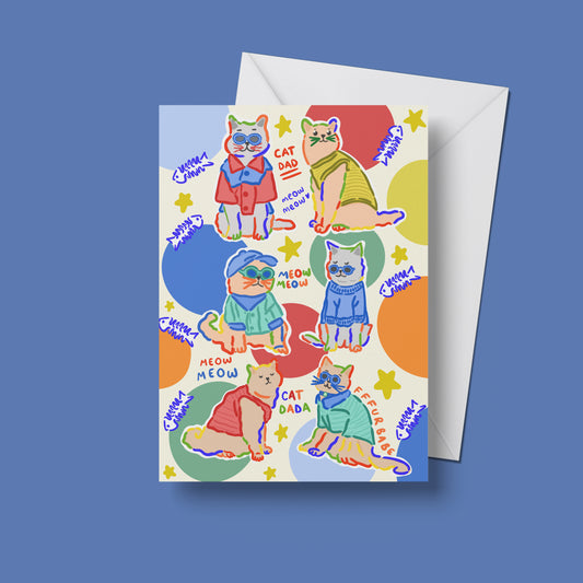 Cat Dad Print – upright front view of the illustrated design