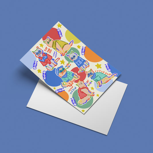 Cat Dad Print – angled standing view of the illustrated design