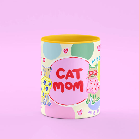 Front view of Cat Mom Mug, a gift for proud cat mums
