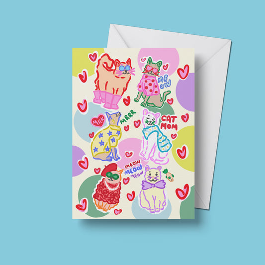 Cat Mom print – front view of colourful wall art