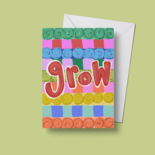 Colourful Grow Print – upright front view of the illustrated design