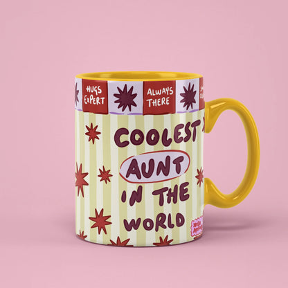 Coolest Aunt in the World Mug with stars and stripes, gift for aunts