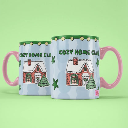Cozy Home Club Mug – two mugs showing front and back of the winter design