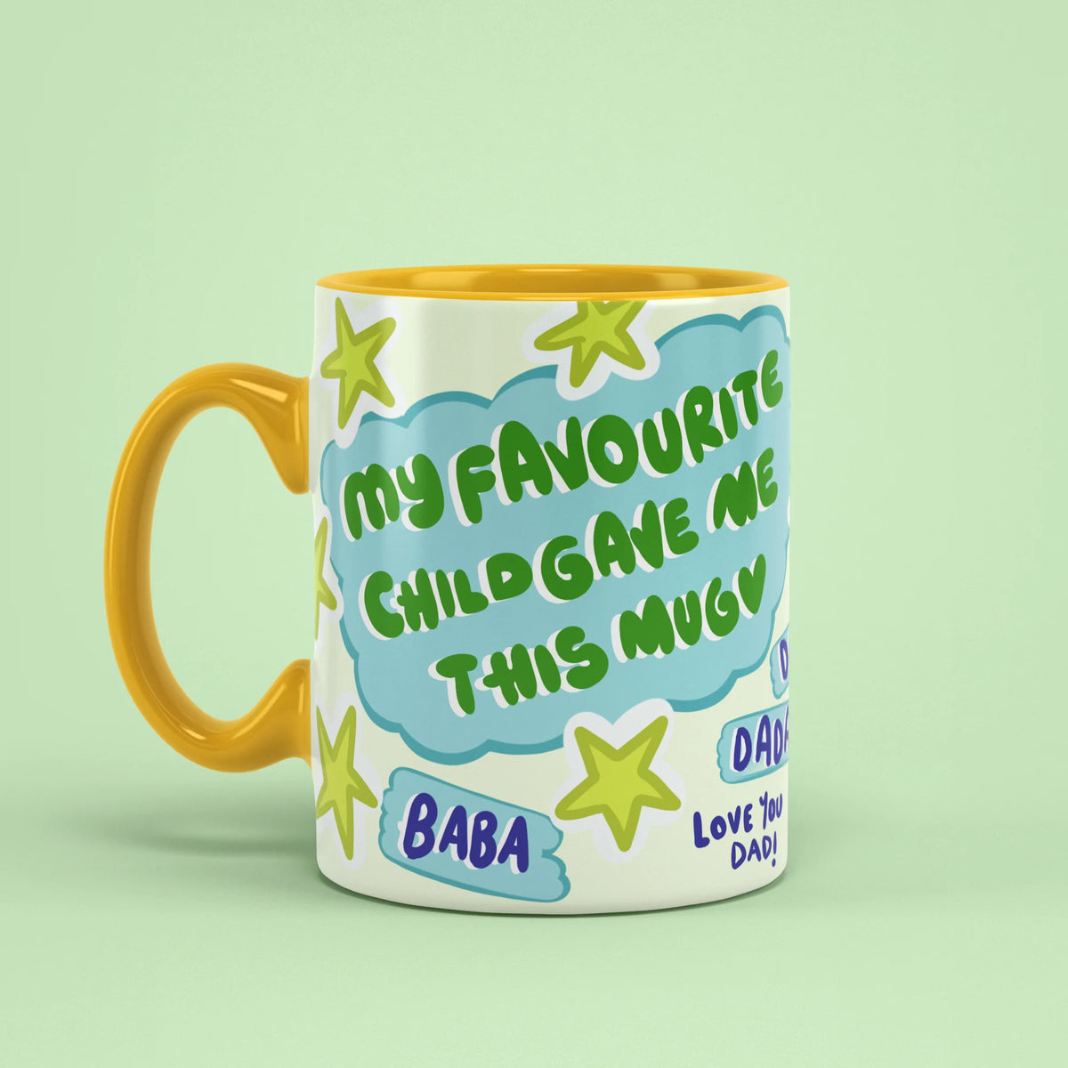 Left view of Dad Fuel Mug with cool dad slogan