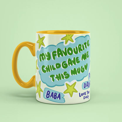 Left view of Dad Fuel Mug with cool dad slogan