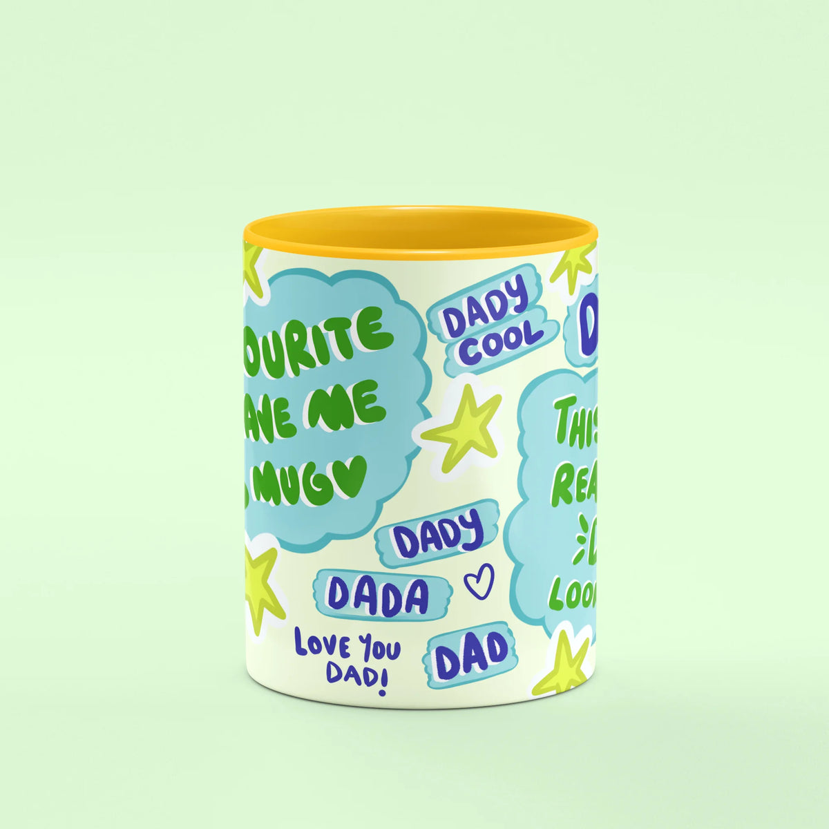 Front view of Dad Fuel Mug, a funny coffee gift for dads