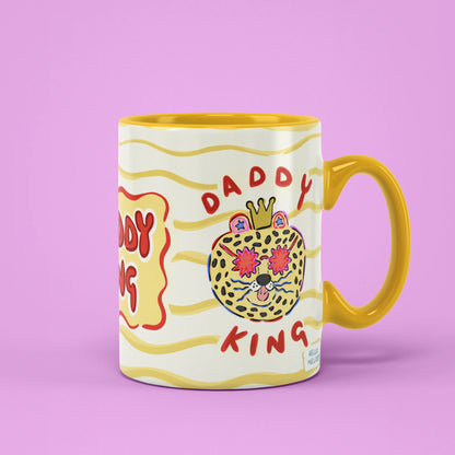 Daddy King Mug with crowned leopard illustration, unique Father's Day gift
