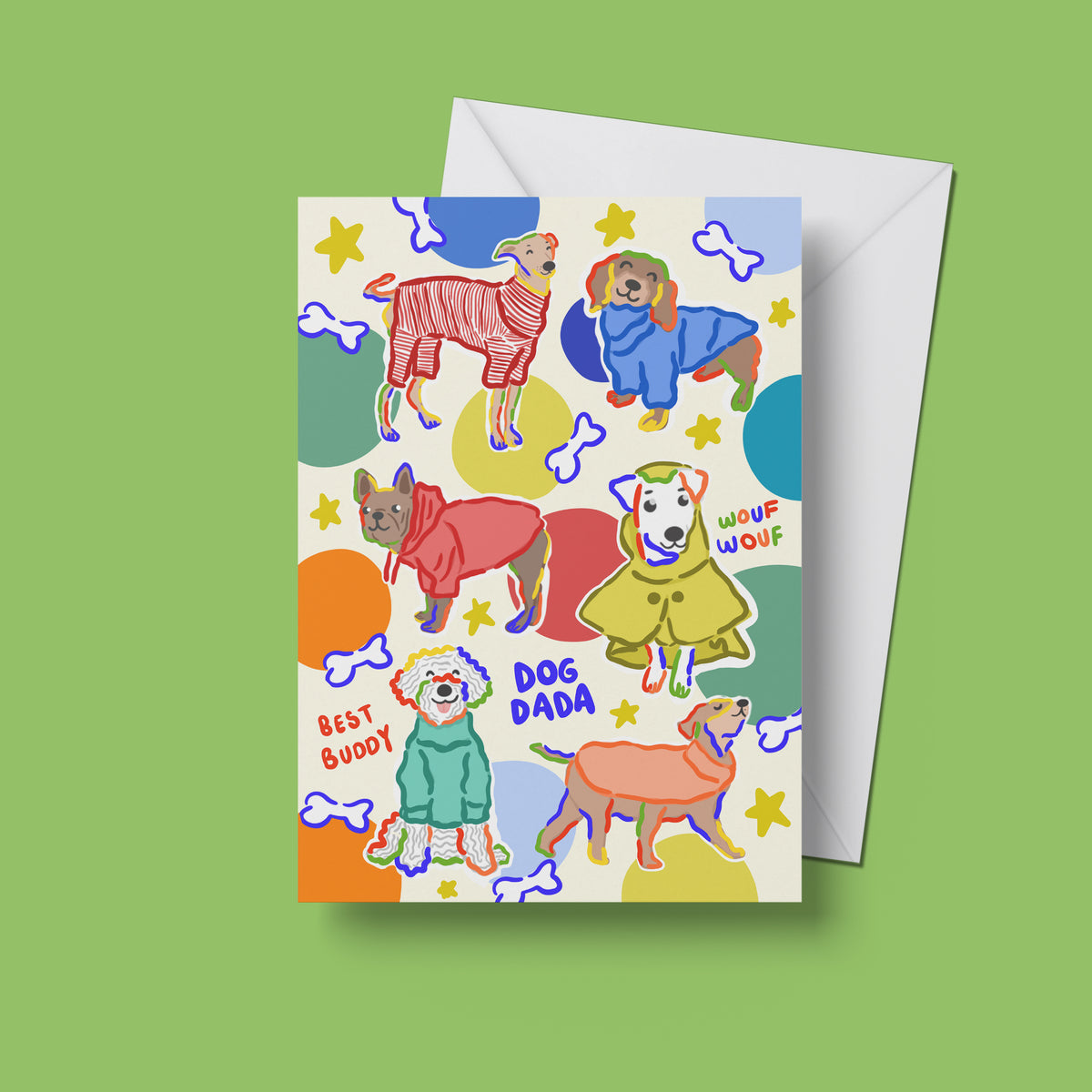 Dog Dad Print – upright front view of the illustrated design