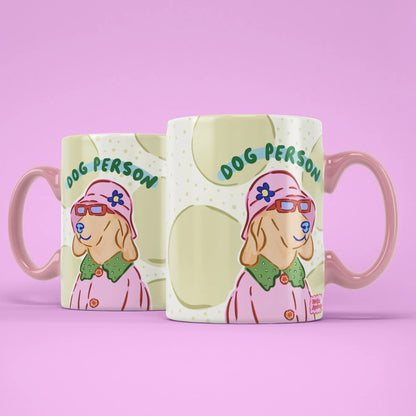 Dog Person Mug – two mugs showing front and back of the retro dog design