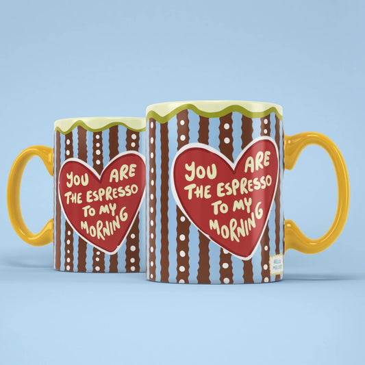 Espresso Love Mug – two mugs showing front and back of the heart design