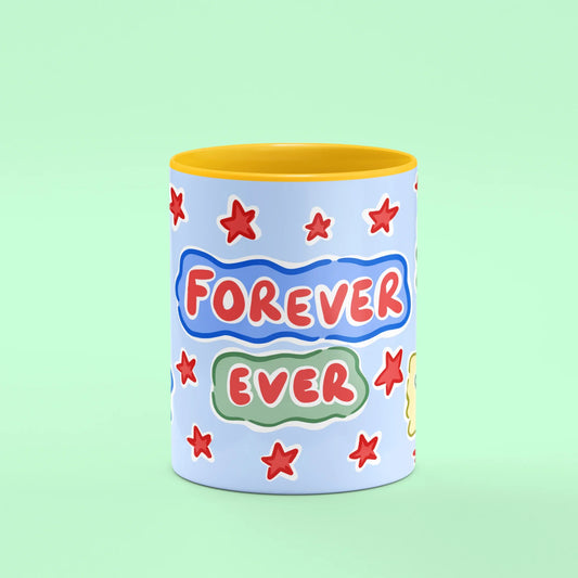 Ever Mug – front view of Ever lettering with red stars
