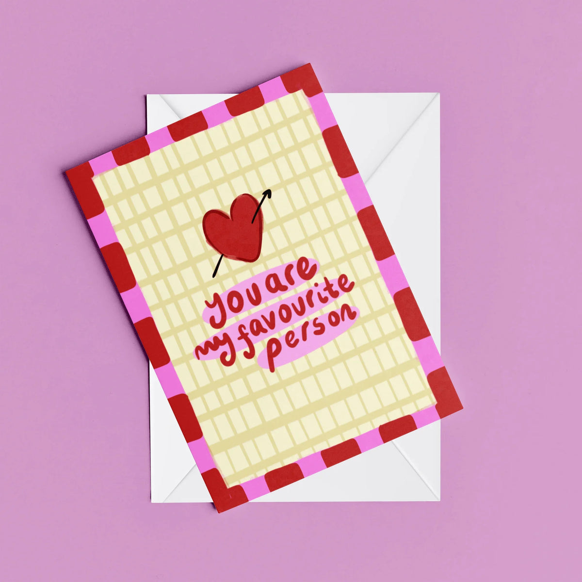Favourite Person Card – card resting on its envelope