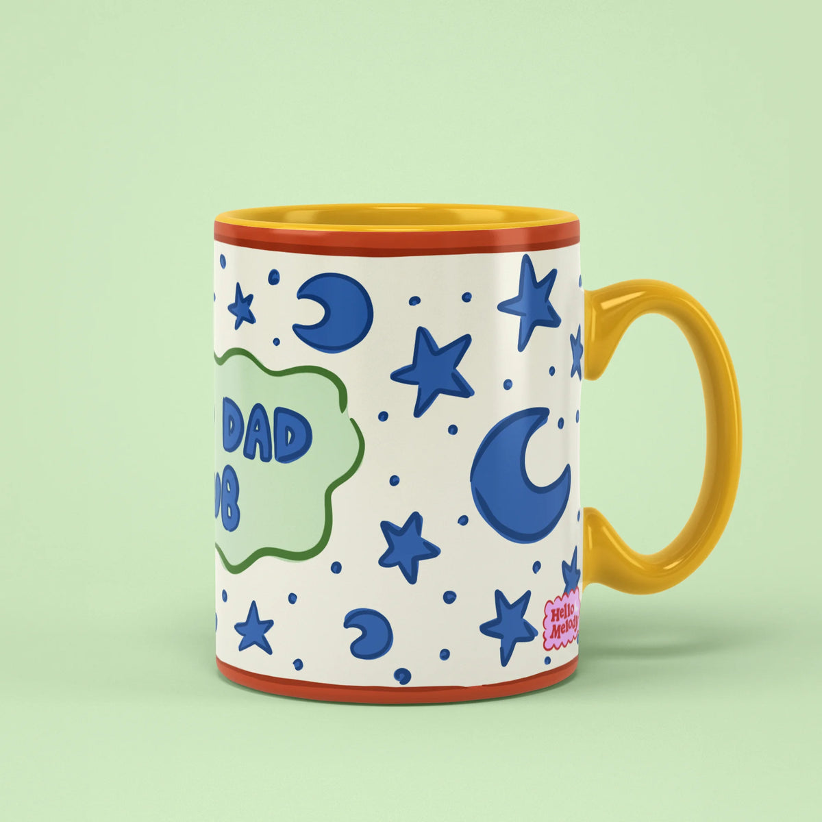 Tired Dad Club Mug – colourful mug with moons and stars for sleepy dads
