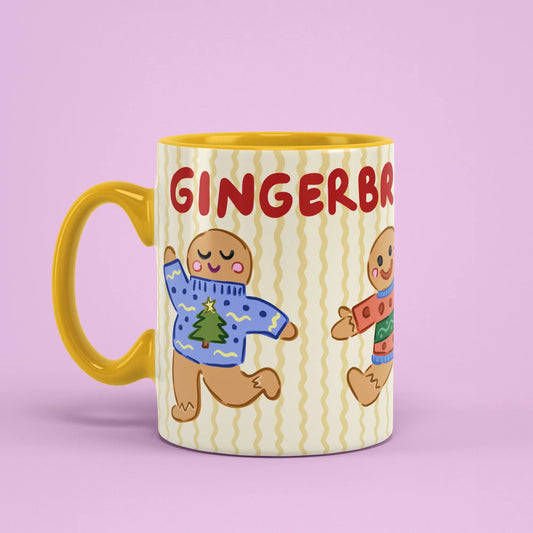 Gingerbread Boogie Mug – Christmas cup with yellow handle on left
