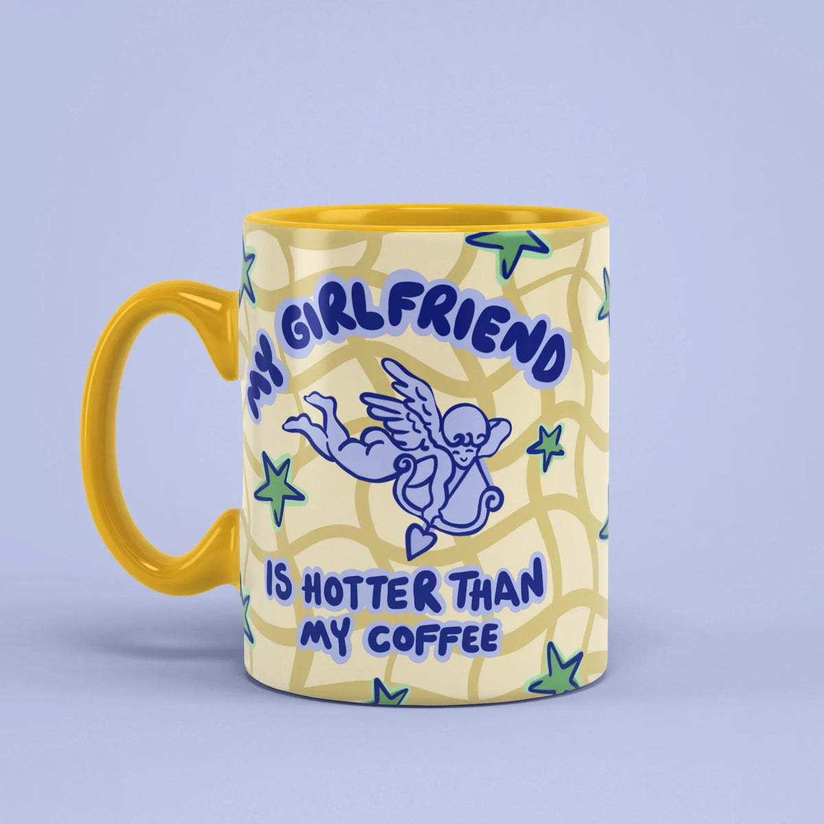 My Girlfriend Is Hotter Than My Coffee Mug – yellow handle on left