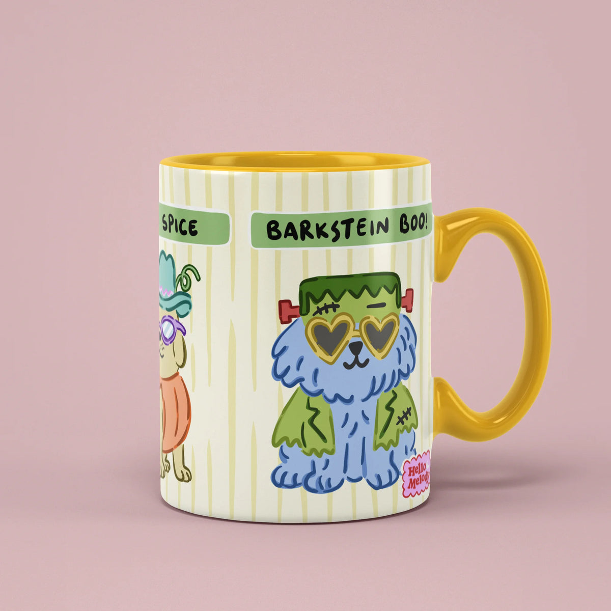 Halloween Dogs Mug with pups in ghost and pumpkin costumes, spooky gift