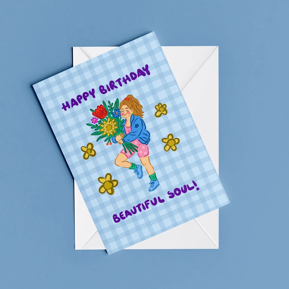Happy Birthday Beautiful Soul Card – card resting on its envelope