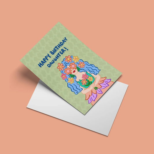 Happy Birthday Daughter Card – angled view with envelope
