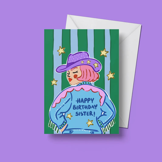 Happy Birthday Sister Card – front view with envelope
