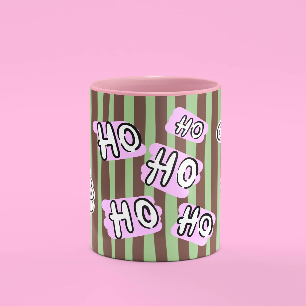Ho Ho Ho Mug – front view of smiling retro Santa with Ho Ho Ho